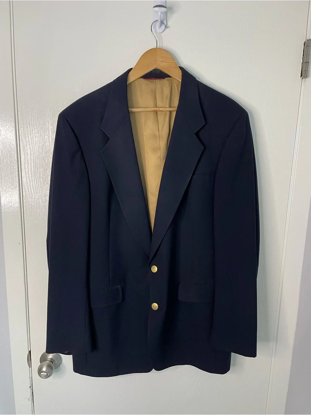 Hart Schaffner & Marx Trumpeter Pure Virgin Wool Navy Blazer Brass Buttons